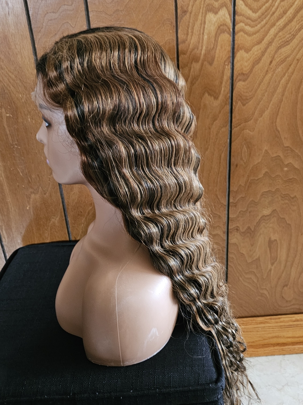 Deep Wave 1B/30 Highlight Ombre SYNTHETIC HUMAN HAIR BLEND Wig 28inch